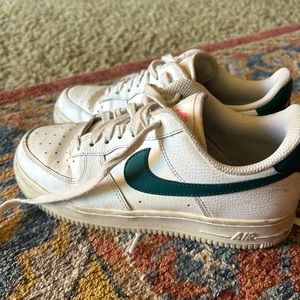 Women's Nike Air Force ones Dark Teal and pink